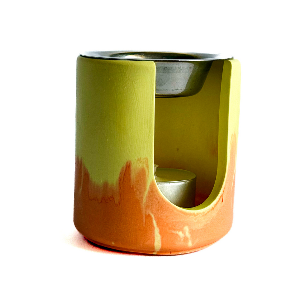 Quemador artesanal de esencias y wax melts + vela de té