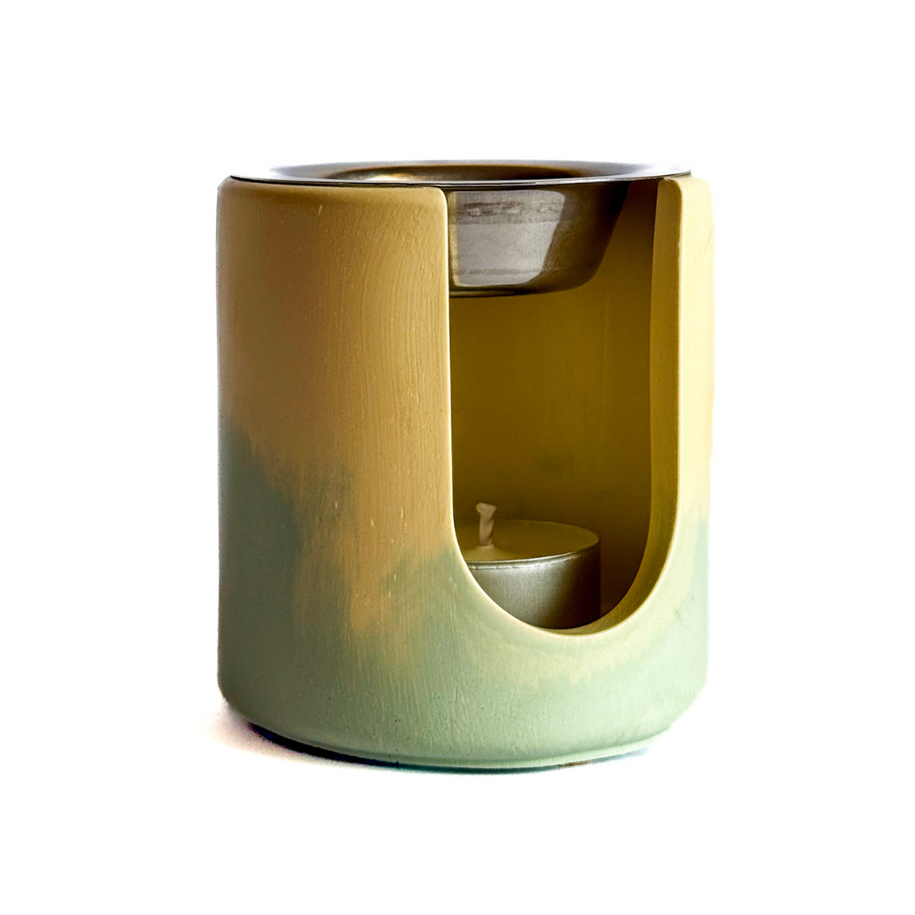 Quemador artesanal de esencias y wax melts + vela de té