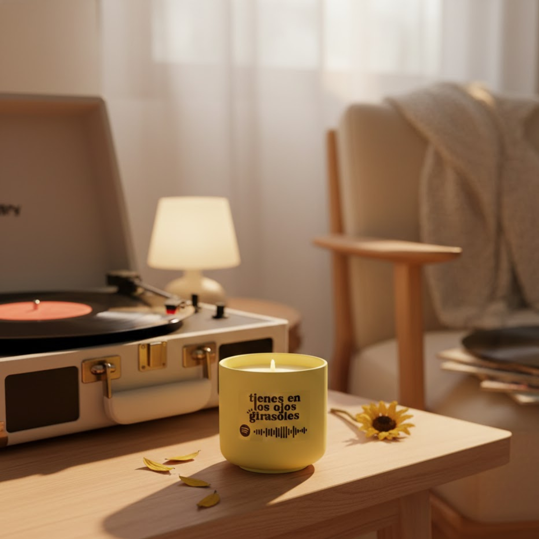 Vela musical de canela y naranja