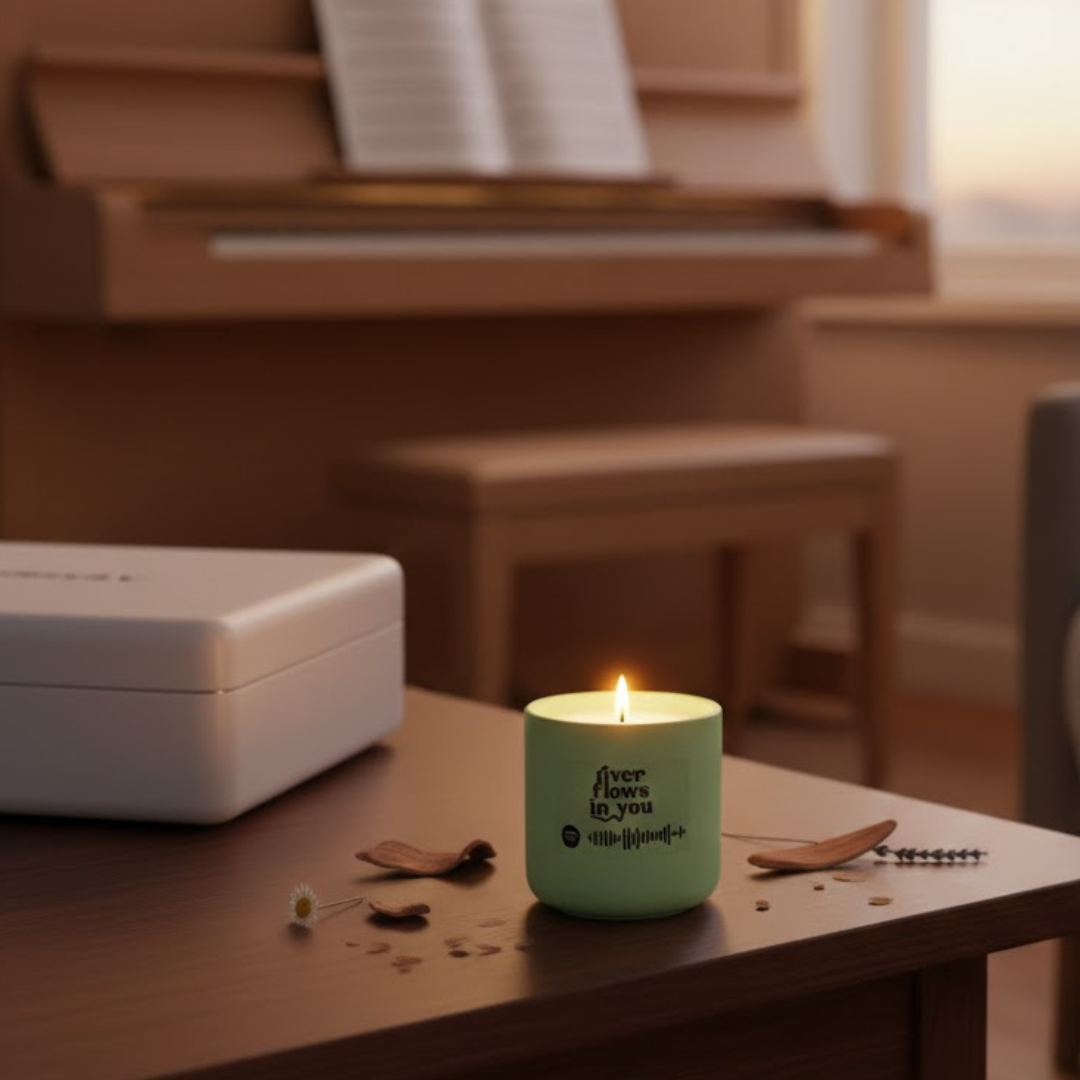 Vela musical de ámbar y sándalo