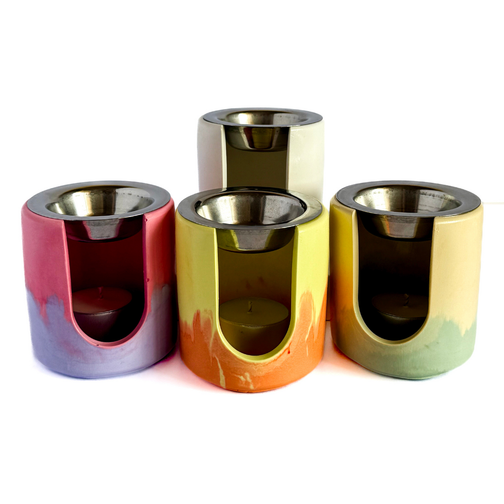 Quemador artesanal de esencias y wax melts + vela de té